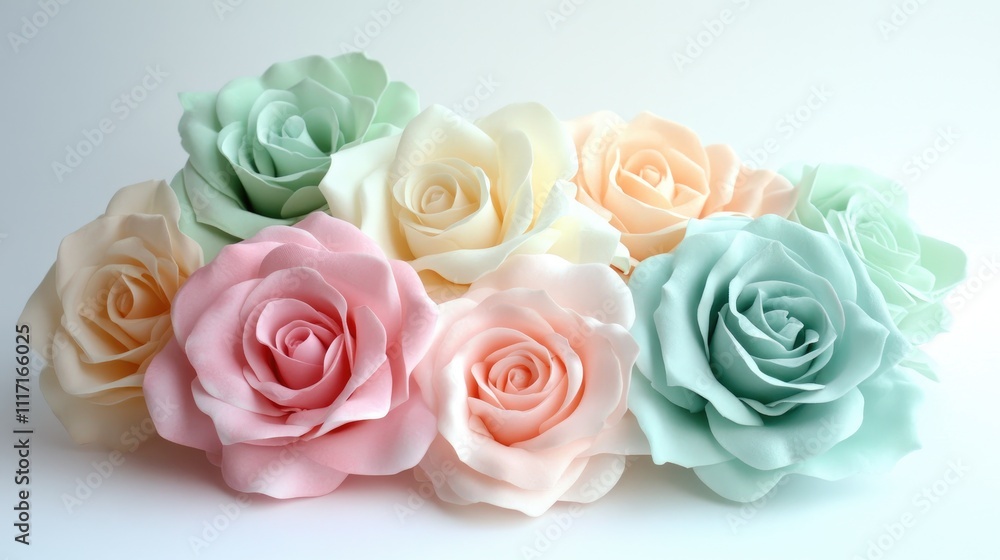 Beautiful Colorful Roses Arrangement on Soft Background Beautiful Colorful Roses Arrangement on Soft Background