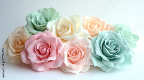 Beautiful Colorful Roses Arrangement on Soft Background