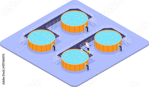 Isometric Fish Farm: Fish Broodstock Breeding
