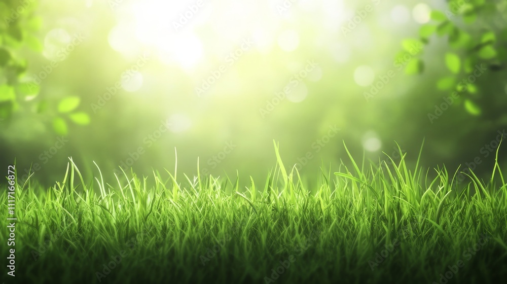 Lush green grass under soft sunlight. Lush green grass under soft sunlight.