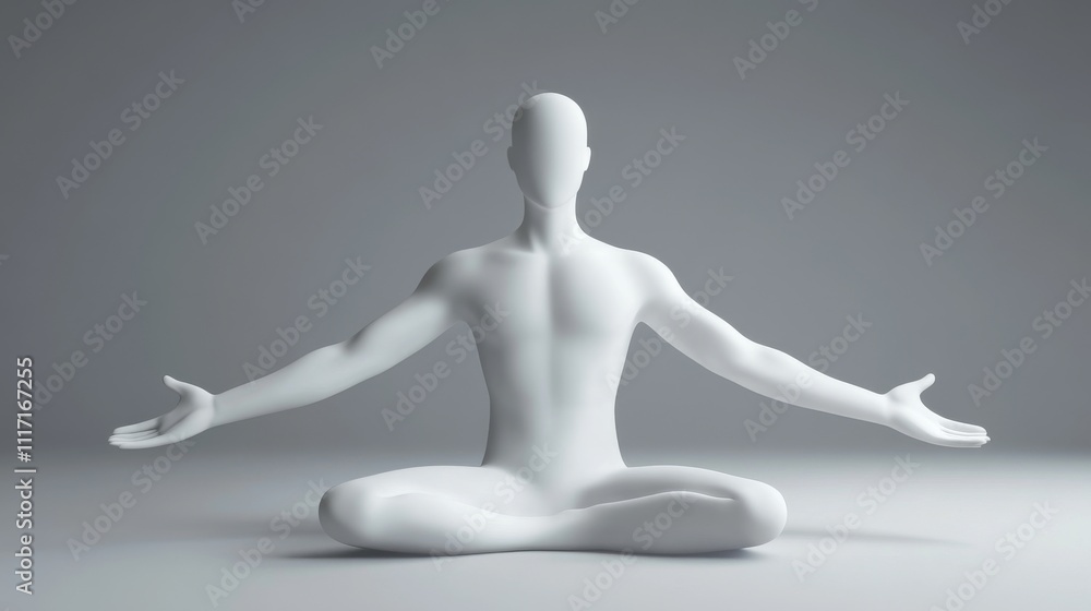 Meditative figure in serene yoga pose. Meditative figure in serene yoga pose.