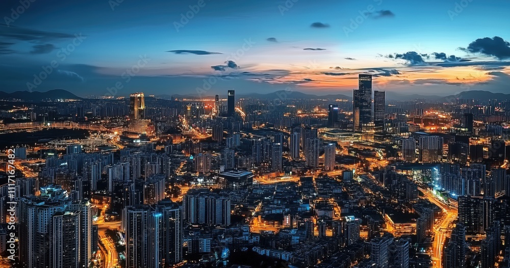 Fototapeta premium sunset over the city 