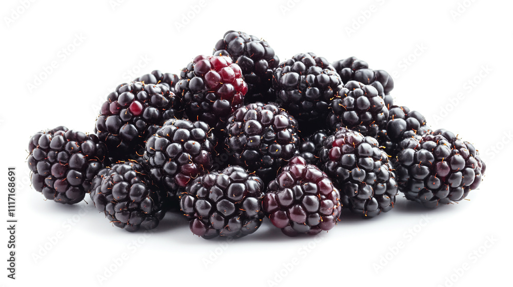 Fresh Juicy Blackberries Pile Isolated on White Background Fresh Juicy Blackberries Pile Isolated on White Background
