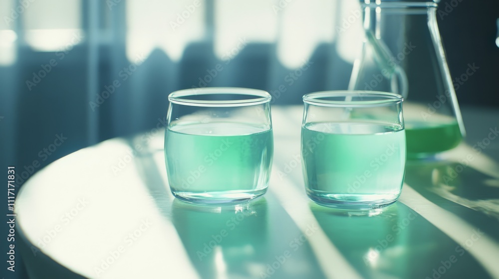 Refreshing green beverage in elegant glassware. Refreshing green beverage in elegant glassware.