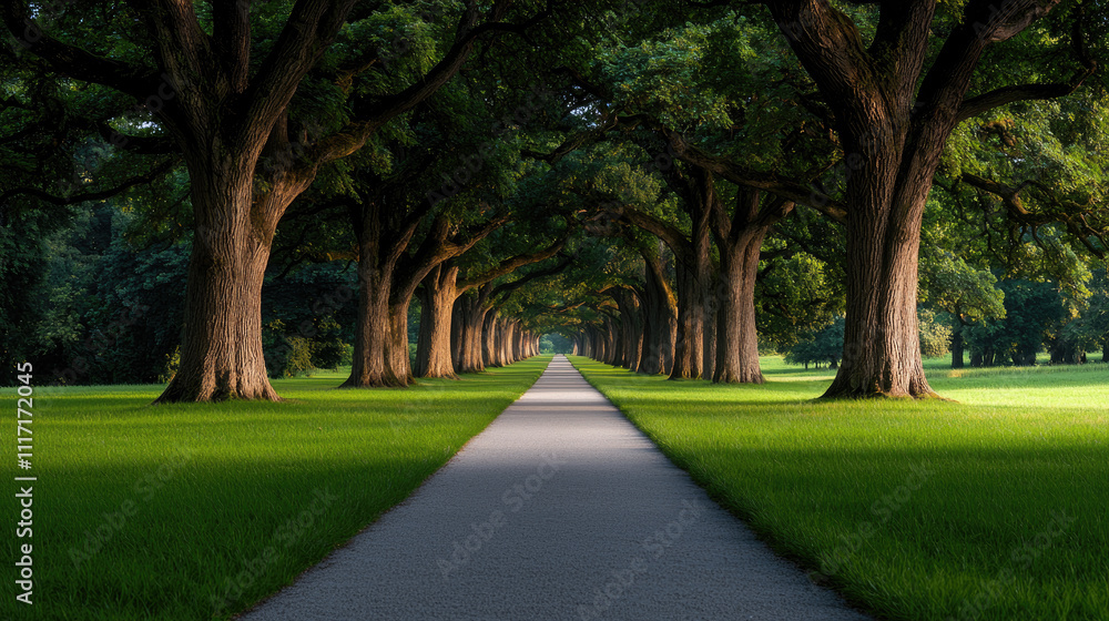 A serene tree-lined path inviting peaceful strolls through lush greenery. A serene tree-lined path inviting peaceful strolls through lush greenery.