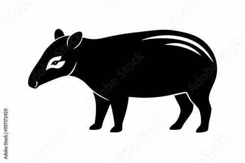 Tapir silhouette vector illustration ,Tapir silhouettes, Malayan tapir silhouette, Tapir vector,