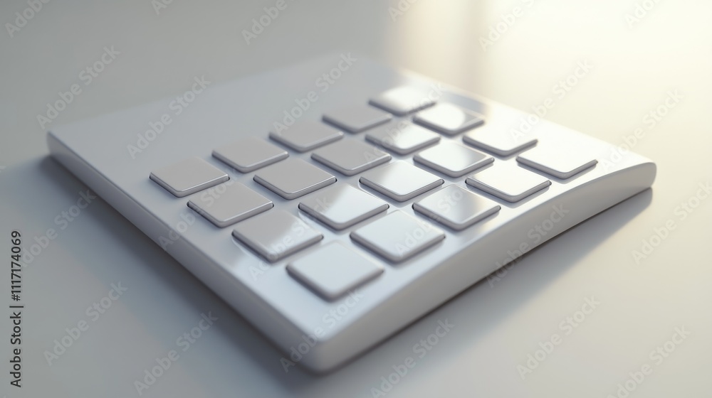 Sleek white keyboard on a minimalist surface. Sleek white keyboard on a minimalist surface.