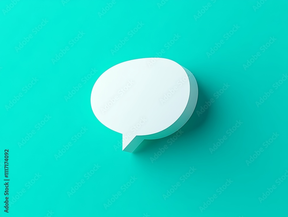 Minimalist White Speech Bubble Icon on Turquoise Background, Symbolizing Communication and Dialogue in Digital Design, - ai Minimalist White Speech Bubble Icon on Turquoise Background, Symbolizing Communication and Dialogue in Digital Design, - ai