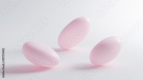 Soft pink eggs on a white background.