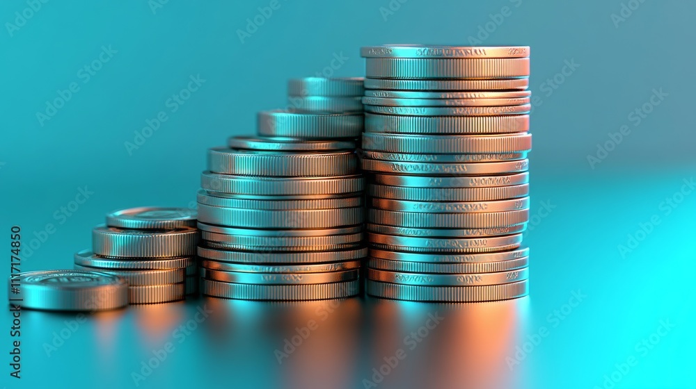 Stacks of coins representing financial growth. Stacks of coins representing financial growth.
