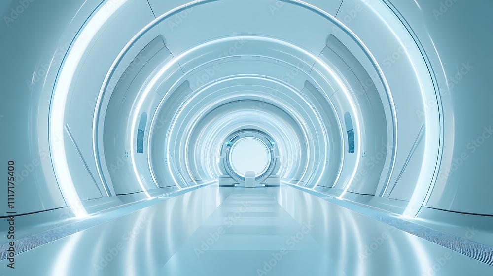 Obraz premium 3d rendered futuristic corridor in advanced technology center