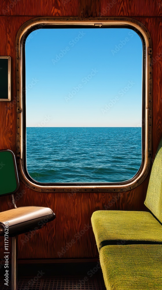Fototapeta premium A window on a train with a view of the ocean