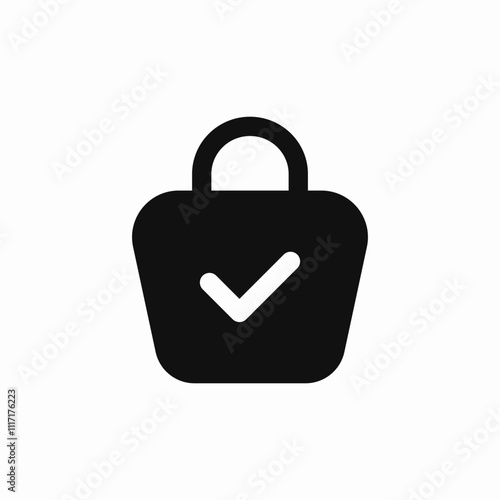 shopping bag check mark icon sign vector