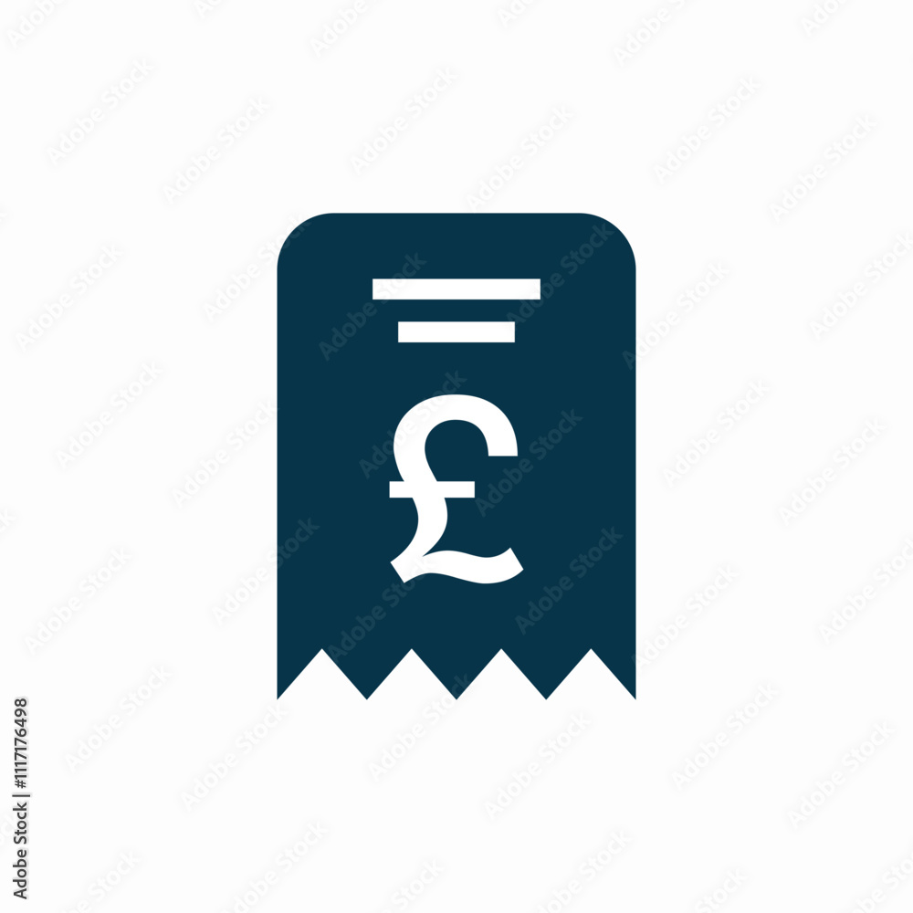 UK pound receipt check bill icon sign vector UK pound receipt check bill icon sign vector