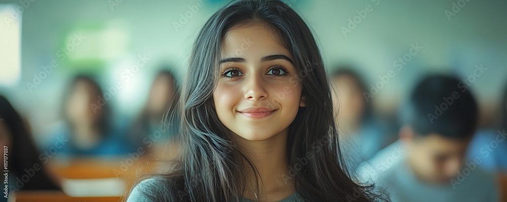 Obraz premium Student engaged in learning classroom portrait educational close-up
