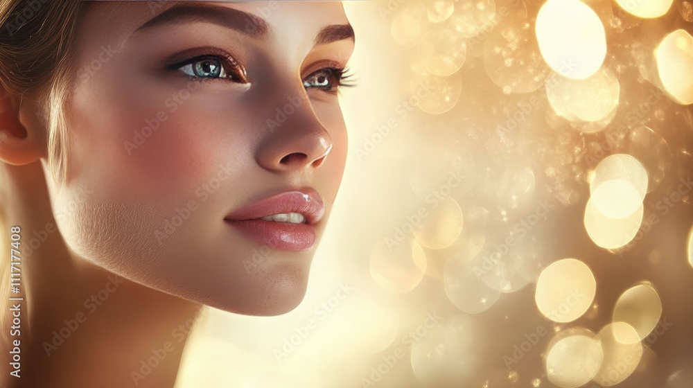 Portrait of a Beautiful Woman with Soft Glow Background Portrait of a Beautiful Woman with Soft Glow Background