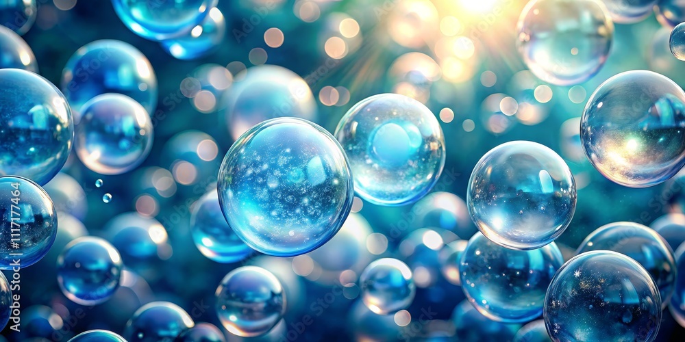 Blue Bubbles with Cosmic Reflections, Abstract, Art , Bokeh Blue Bubbles with Cosmic Reflections, Abstract, Art , Bokeh
