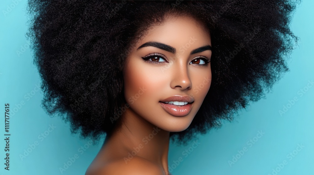 Portrait of a Young Woman with Afro Hairstyle Portrait of a Young Woman with Afro Hairstyle