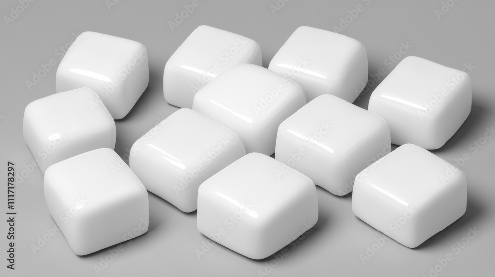 A collection of white sugar cubes. A collection of white sugar cubes.