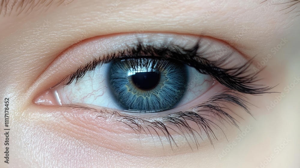 Close-Up of Blue Eye with Intricate Details and Natural Textures Close-Up of Blue Eye with Intricate Details and Natural Textures