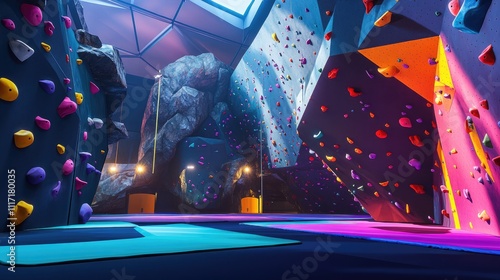 Modern Indoor Climbing Gym with Vibrant Walls