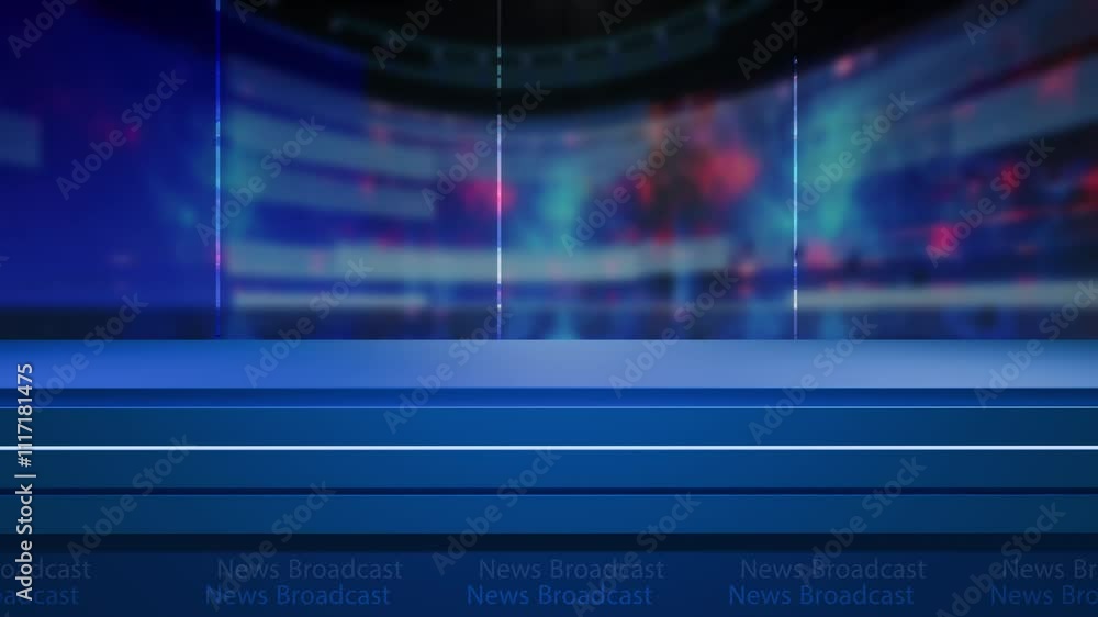 News studio background world map with anchor table News studio background world map with anchor table
