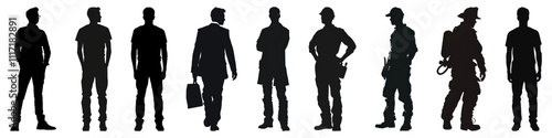 PNG Simple people silhouette set on transparent background