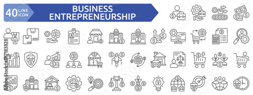 Business entrepreneurship icon set
