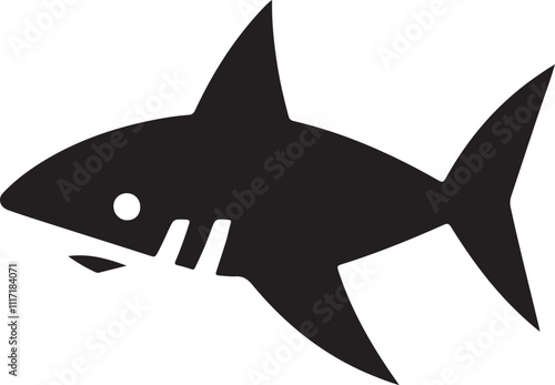 shark icon minimal silhouette style vector art illustration on a white background.
