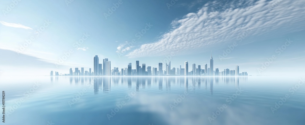 Fototapeta premium city skyline in fog 