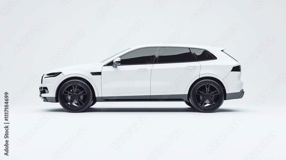 White SUV Car Side View  Modern Luxury Vehicle