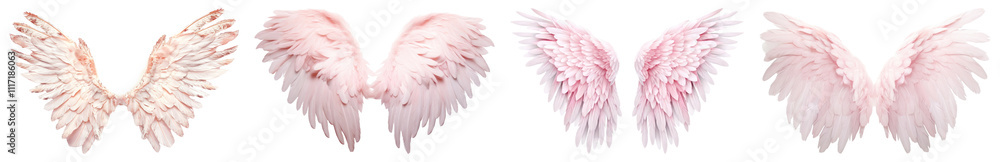 Obraz premium PNG Wings flying set on transparent background