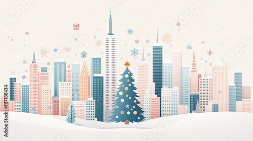 Wallpaper Mural Christmas in the City: Paper Cutout Style Torontodigital.ca