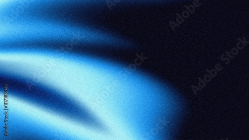 Blurred blue background on dark background, gradient abstract with grainy texture