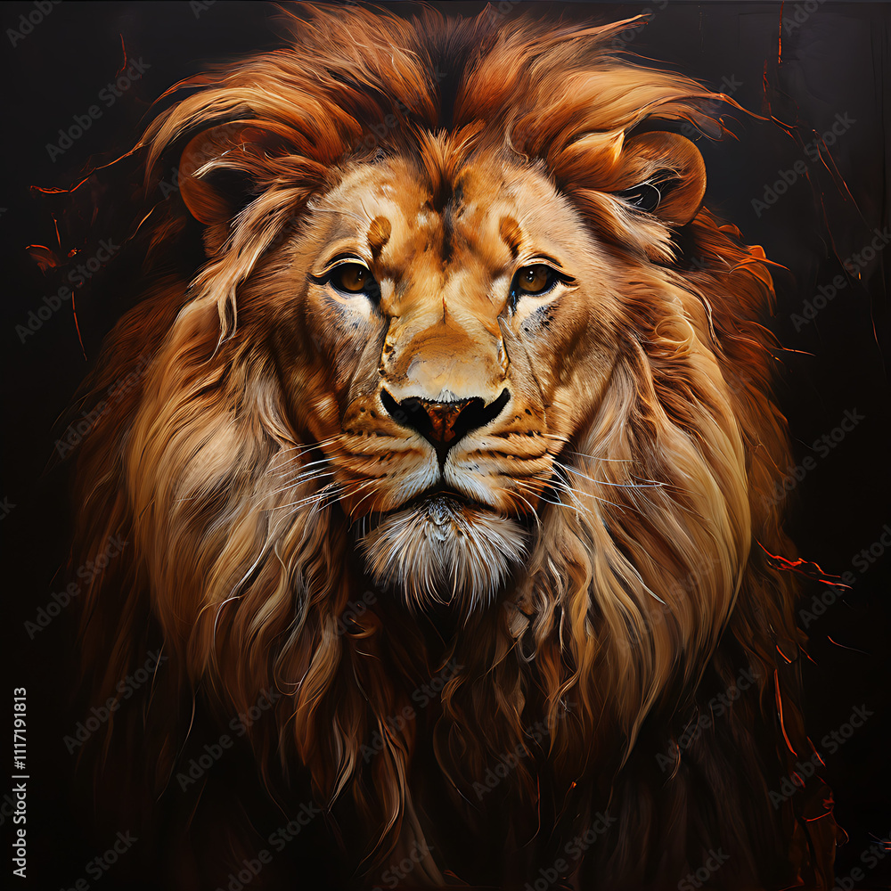 Naklejka premium a portrait painting of a lion