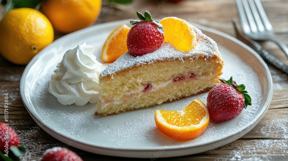Fresh Strawberry and Orange Cream Cake with Whipped Topping Fresh Strawberry and Orange Cream Cake with Whipped Topping