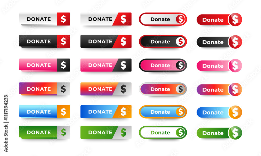 set of Donate buttons icon design template. Professional web design, full set of elements. User-friendly design materials.vector set of Donate buttons icon design template. Professional web design, full set of elements. User-friendly design materials.vector