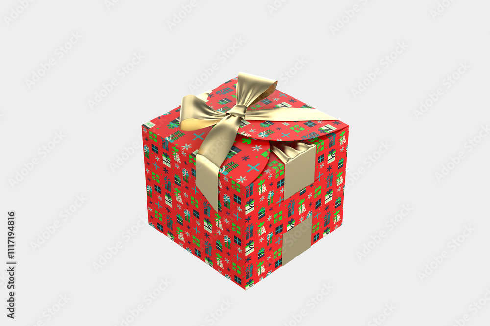 Paper Gift Box with Bow Mockup Isolated On White Background.3d illustration Paper Gift Box with Bow Mockup Isolated On White Background.3d illustration