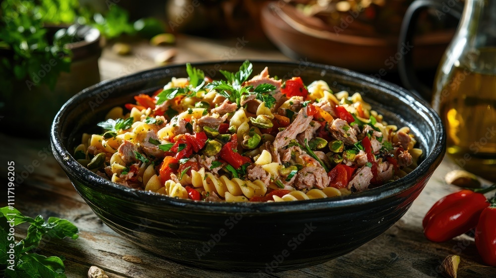 Delicious Fusilli Pasta with Tuna, Peppers, and Fresh Herbs Delicious Fusilli Pasta with Tuna, Peppers, and Fresh Herbs