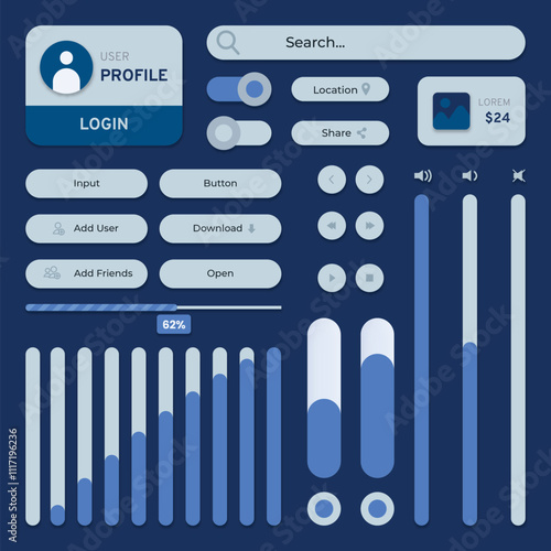 UI kit elements minimal graphics resources for modern user interface design	
