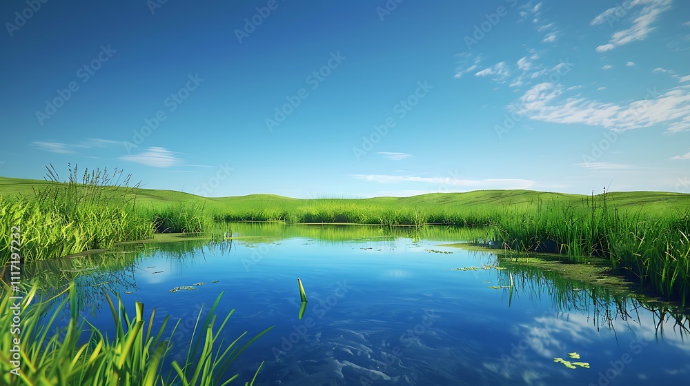 Fototapeta premium Collection of Vibrant Green Grass, Dew, Wildflowers, and Nature Scenes in Various Settings
