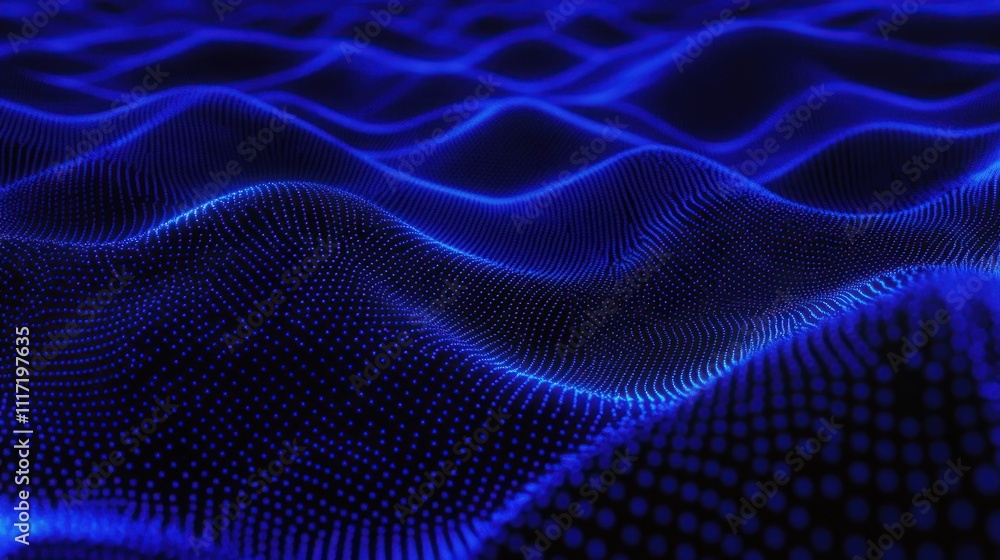 Abstract blue digital wave background with glowing particles. Abstract blue digital wave background with glowing particles.
