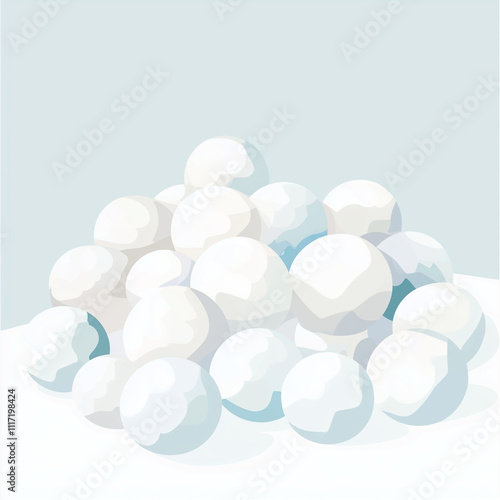 Pile of snowballs illustration on a light blue background.
