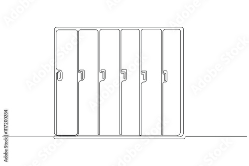 Locker continuous line art drawing. School locker outline vector isolated on white background.