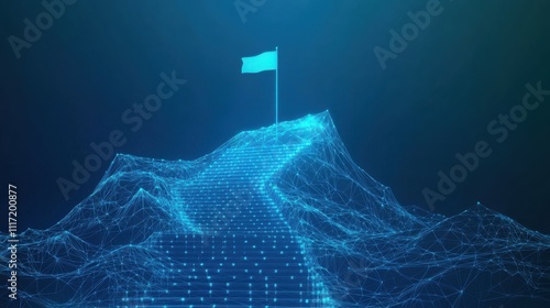 Digital mountain climb virtual landscape concept art futuristic environment abstract viewpoint innovation journey