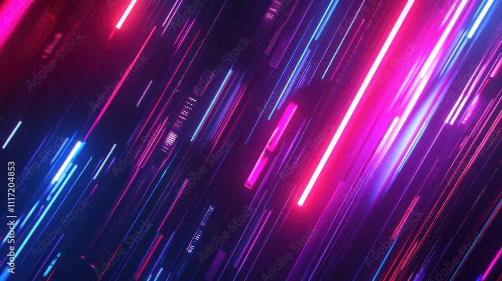 Abstract diagonal vibrant neon light streaks on dark background. Abstract diagonal vibrant neon light streaks on dark background.