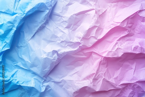 Wallpaper Mural Crumpled paper in gradient colors of blue and pink, creating a textured background. Torontodigital.ca