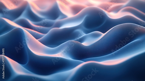 Abstract blue and orange undulating 3D waves.