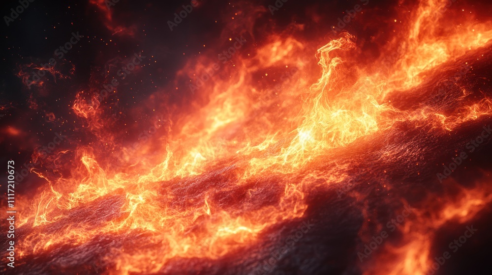 Fiery inferno burning intensely across dark surface. Fiery inferno burning intensely across dark surface.