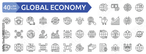 Global economy icon set